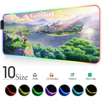 

Genshin Impact Led Mouse Pad Anime Rgb Rug Gloway Mesa Gaming Mat for Office Table Large Mat with Backlight Mousepad Company
