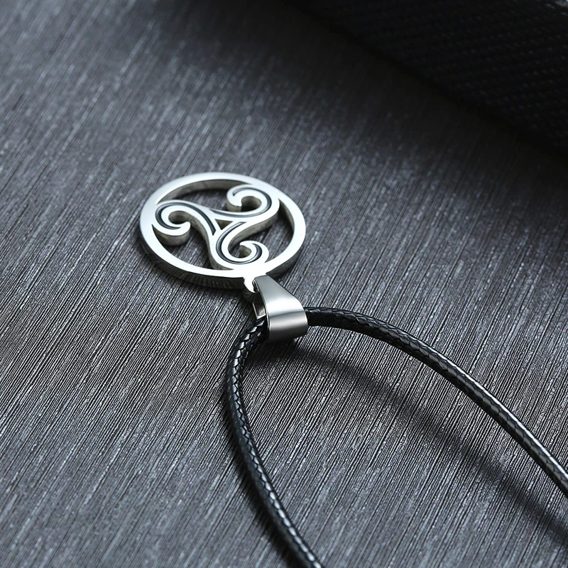 Тройной спиральный кулон Triskelion ожерелье из нержавеющей стали унисекс|Ожерелья с