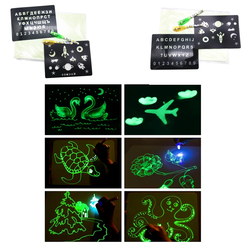 PVC Drawing Board Night Light UV Pen 2 Graphics Card Children's