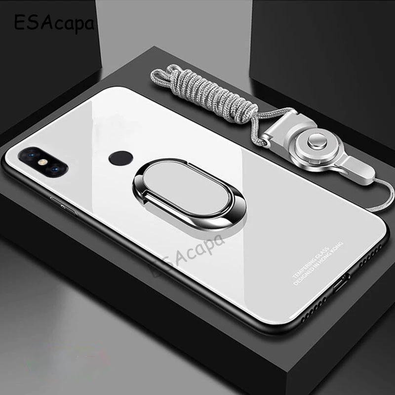 Magnetic Ring Holder Stand Tempered Glass Phone Case