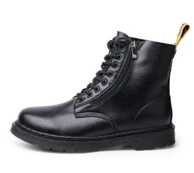 zip black Ограниченная серия; мужские и женские ботинки martin из коровьей кожи с зернистой текстурой личи; ботинки в байкерском стиле; дизайнерские ботинки; Zapatos de mujer - Цвет: zip black