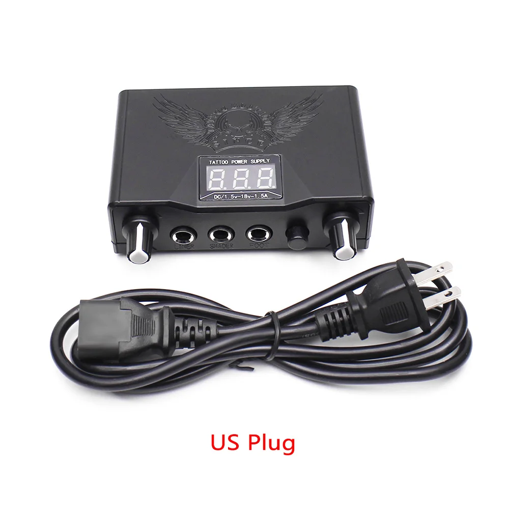 US Plug Профессиональная Татуировка питания двойной цифровой дисплей Перманентная Татуировка Электропитание машина для лайнера шейдера макияж инструменты - Цвет: US Plug