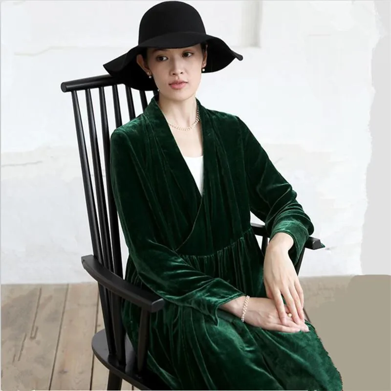 long sleeve velvet maxi dress