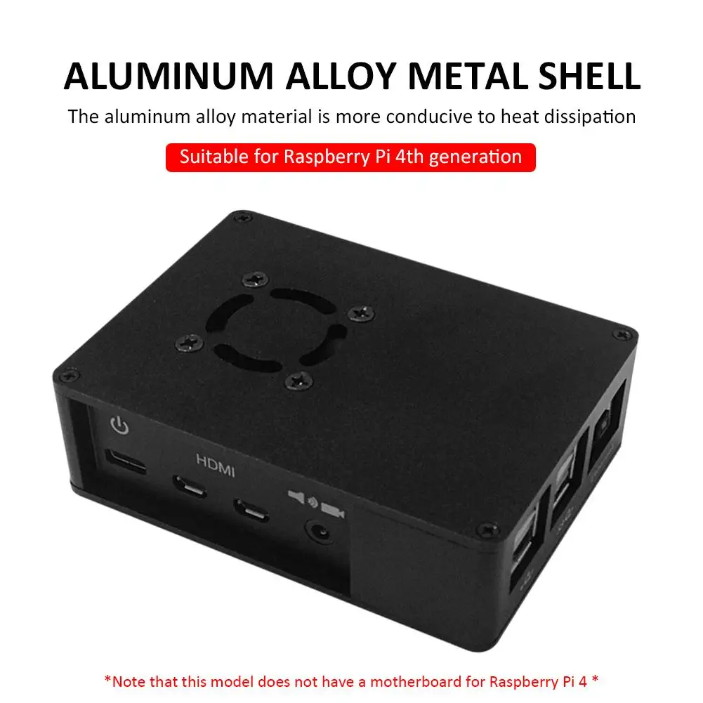 Aluminum Alloy Shell Metal Micro Case Development Board MCU Box with Cooling Fan for Raspberry Pi 4th Generation | Электроника