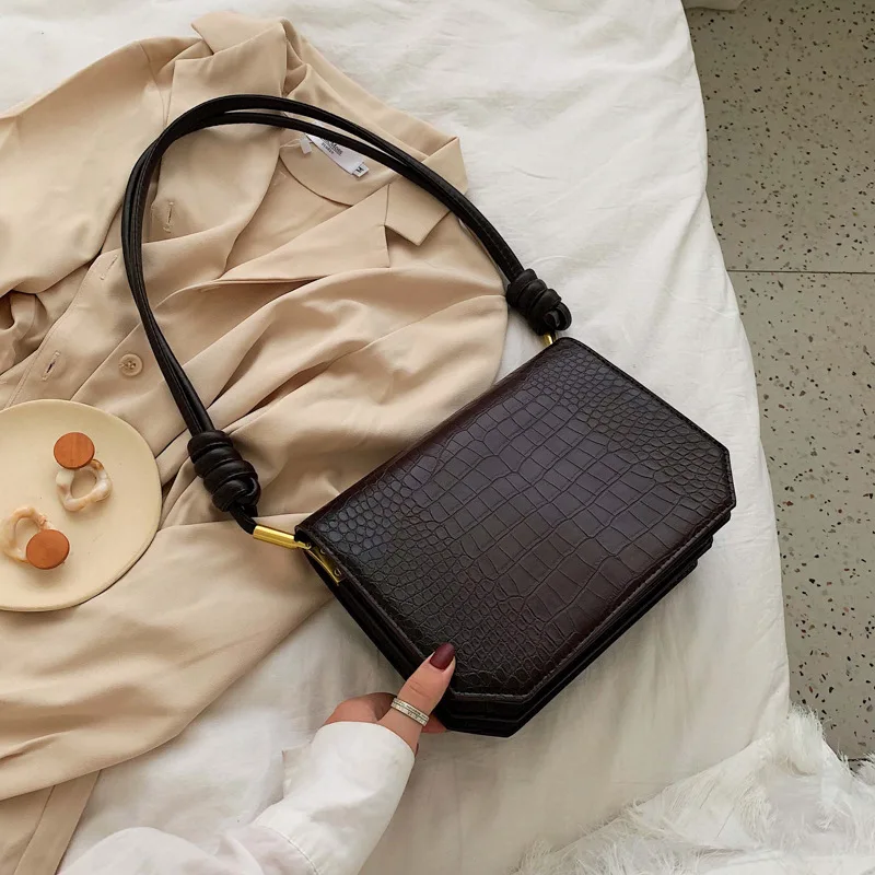 

Casual Crocodile Crossbody Bags for Women Stone Pattern Small Flap Bag Womens Handbags Clutch Purses Lady Handbags 2019 Totes