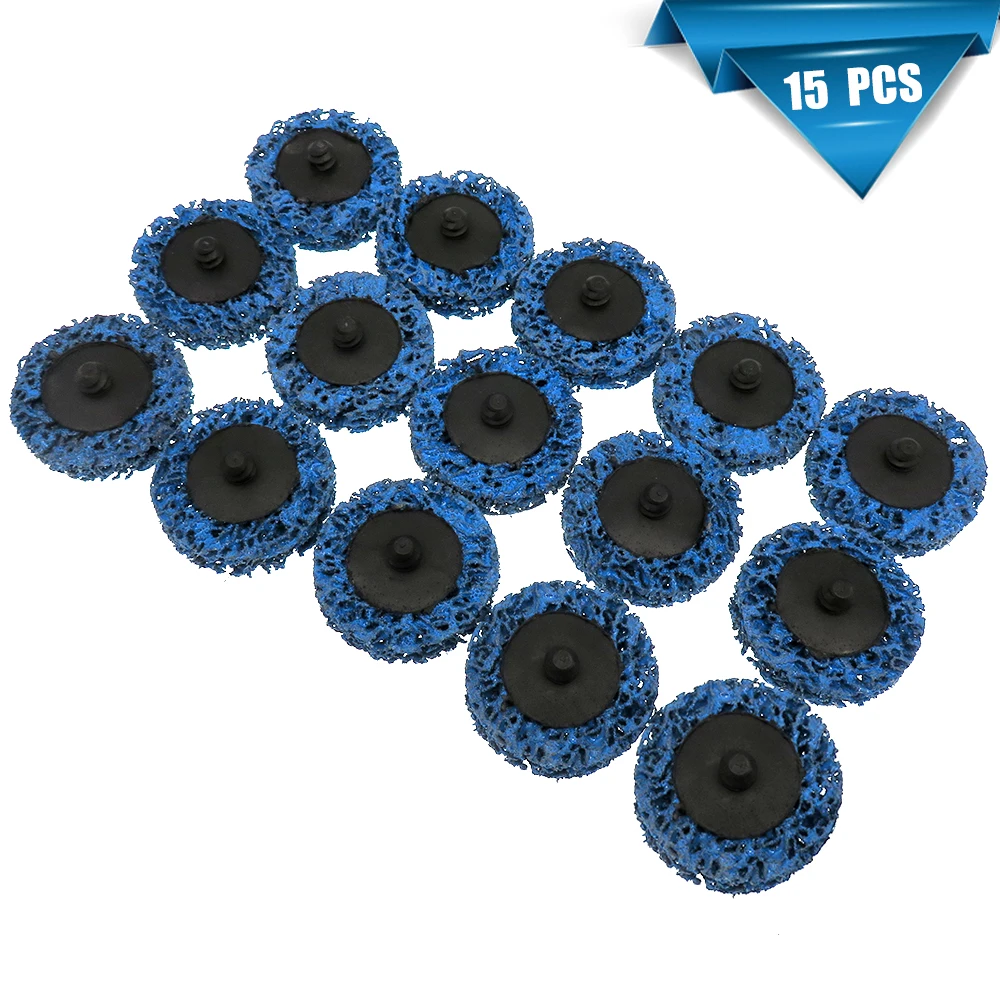 

15PCS 2" 50mm Quick Change Roloc Easy Strip & Clean Discs Blue for Paint Rust Removal Auto Surface Prep