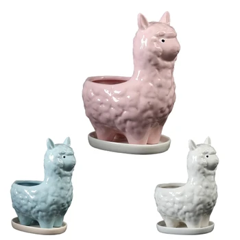 

Cute Llama Succulent Planter Pot with Drainage Tray