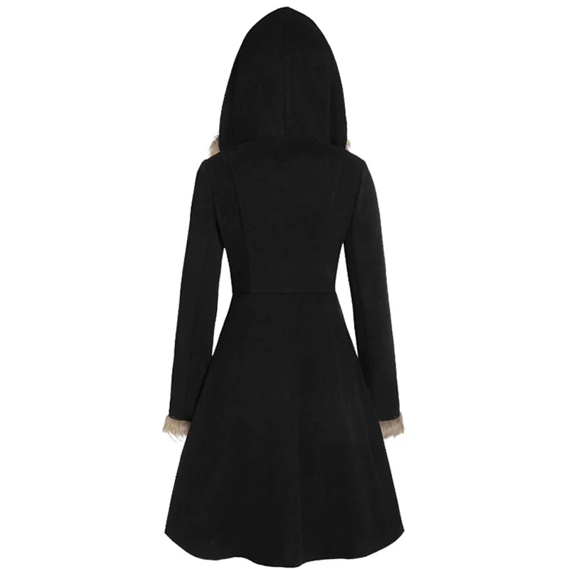 Coat Women 2020 Autumn Winter Fur Hooded Slim Long