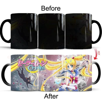 

Sailor Moon Crystal magic mugs 350ml Hot Cold Heat Sensitive ceramic Color changing coffee tea cup and milk mug