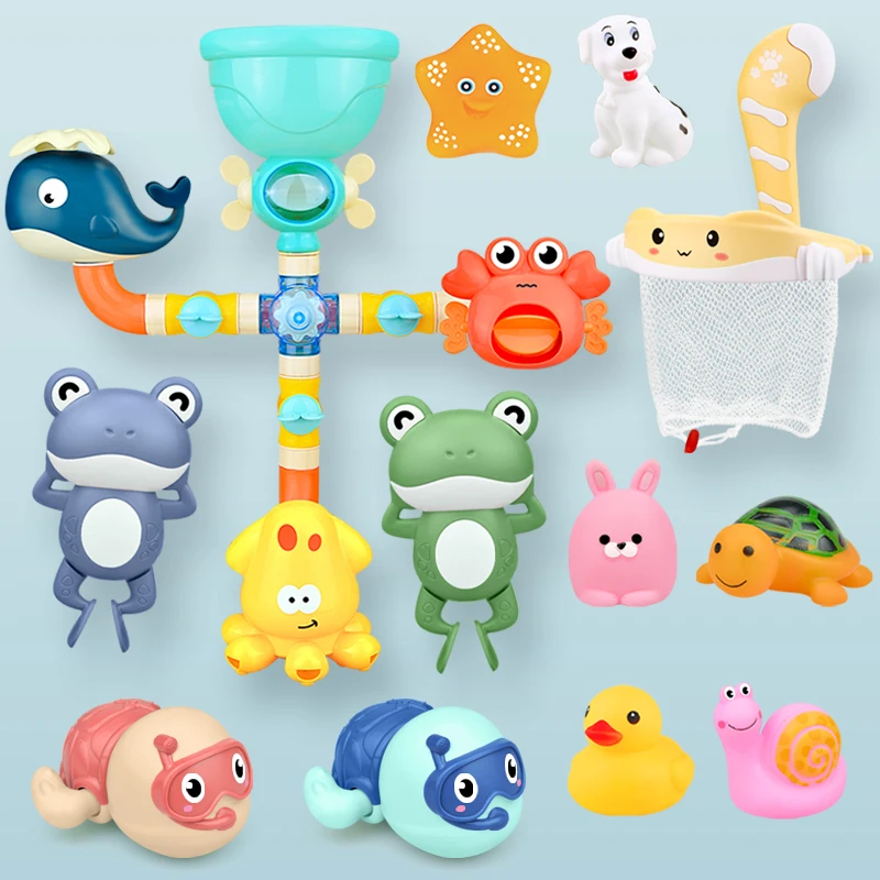 Banzai Bare Swimming pool Baby Bath Toys Water Game Faucet Shower Rubber Duck Waterwheel Dabbling  Water Spray Set For Kids Animals Bathroom Summer Toys|Bath Toy| - AliExpress