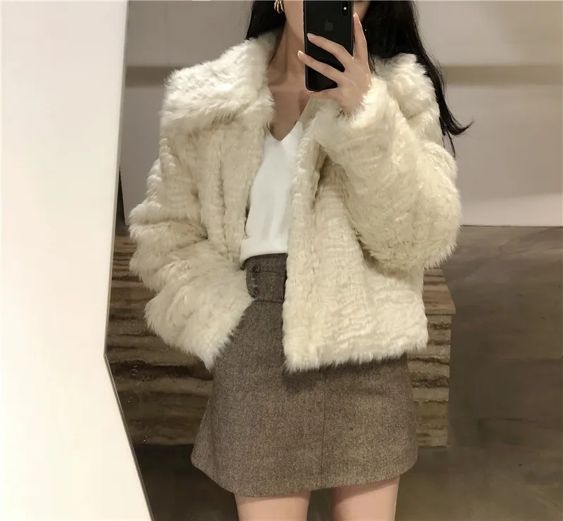 Женское зимнее плотное пальто, теплое, длинный рукав, отложной воротник, Kawaii, милое, Harajuku, свободное, элегантное, корейское, винтажное, повседневная куртка