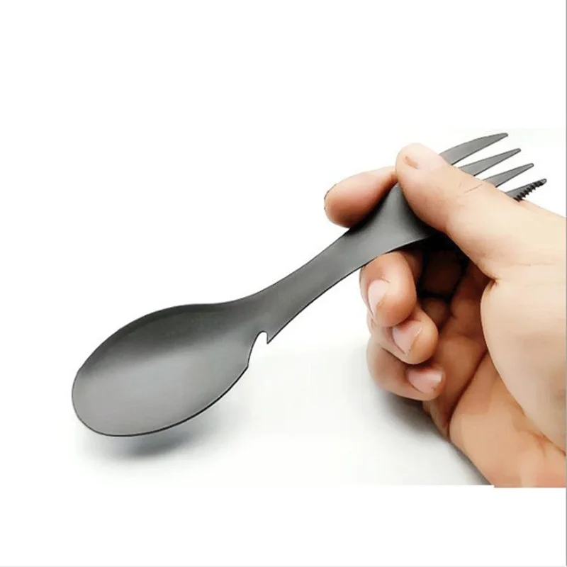 

Portable Stainless Fork Spoon Outdoor Camping Hiking Multi-Functional W/ Buckle
