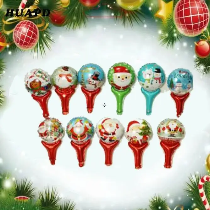 10pcs mini Merry Christmas Sticker Balloons Santa Claus Foil Snowman tree Birthday Christmas Party Decor Christmas Globos
