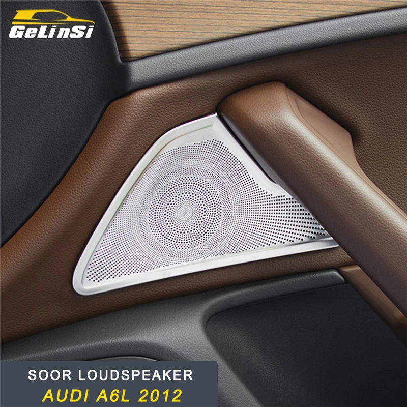 

GELINSI For Audi A6 C8 2019 Car Styling Door Gate Loudspeaker Sound Cover Trim Frame Sticker Chrome Interior Accessories