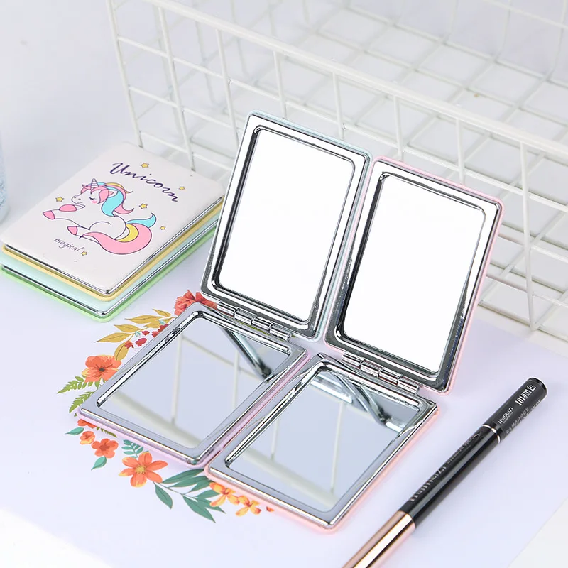 Small Carry-on Creative Unicorn Makeup Mirror Portable Cute Mini Young STUDENT'S Flip Double Sided Mirror
