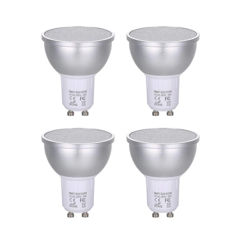 

TOP Ac85-265V 4Pack 6W Rgbw Wifi Connected Intelligent Light Bulb Gu10 Base Socket Holder For Android/ Ios System Scenes Setting