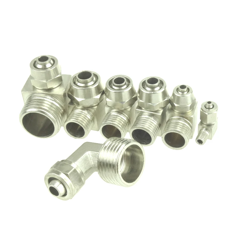 Brass Nickel Plated Air Pneumatic Quick Fitting Male Elbbow Connector 6 8 10 12 mm Tube OD X 1/8&quot/1/4&quot 3/8&quot /1/2&quot BSP |