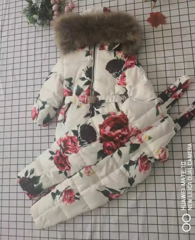 Г. зимний теплый пуховик с капюшоном для девочек детская зимняя одежда, пальто парка с принтом с воротником из натурального меха пуховик Modis Y1758
