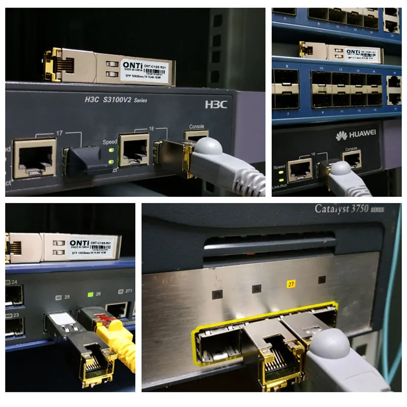 ONTi гигабитный RJ45 SFP модуль 1000 Мбит/с SFP медный RJ45 SFP модуль приемопередатчика совместимый для Cisco/Mikrotik Ethernet коммутатор