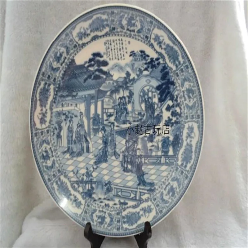 

Ming and Qing Dynasties Jingdezhen blue and white porcelain twelve gold hairpin appreciation plate plate ornament