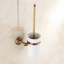 Античная латунь держатели для туалетной щетки с керамической чашкой настенный туалетная щетка для уборки в ванной Аксессуары BD921