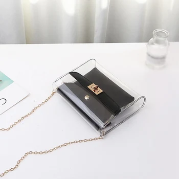 

Z 2019 Jelly Package Korean Version Of The Trend Of New Fashion Lock Small Square Bag 2019 New Transparent Messenger Purse