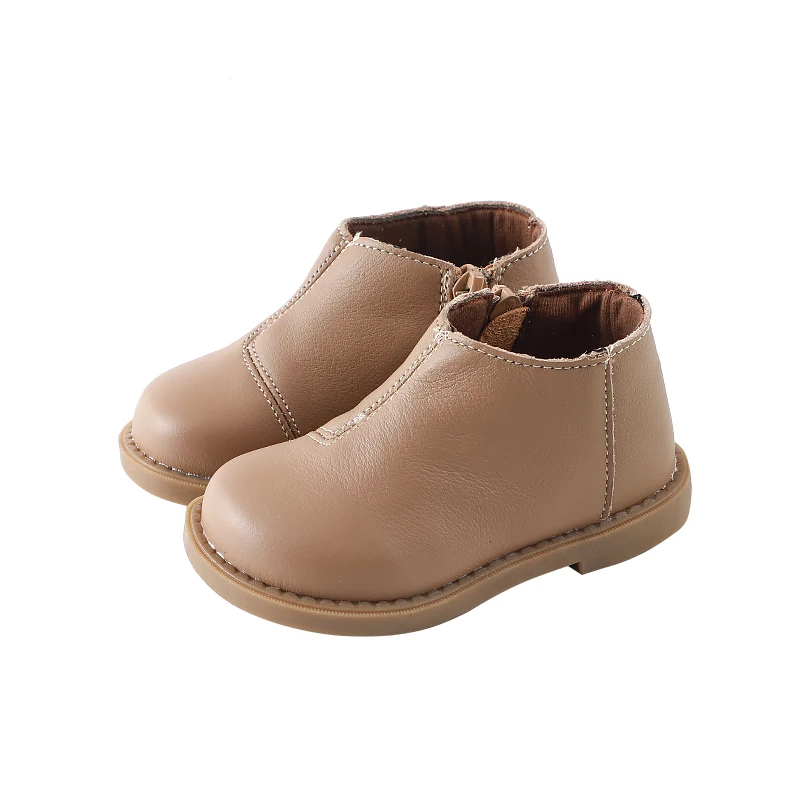 

Infant Shoes Baby Booties Toddler Genuine Leather First Walkers Winter Autumn Anti-Slip Zip TPR Sole Black Brown SX240