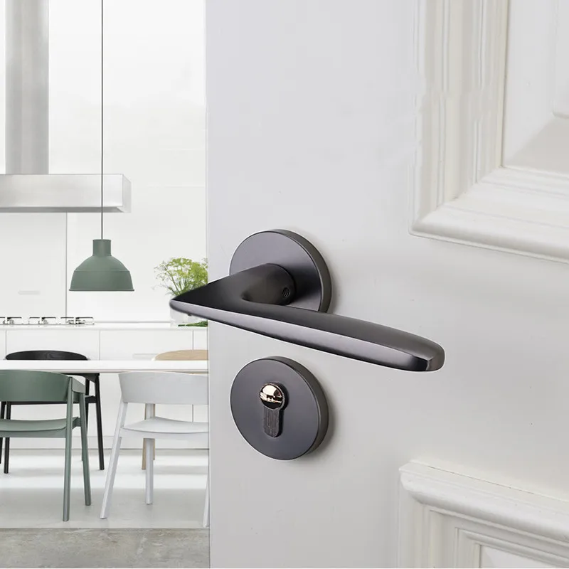 Description Picture 2 of itemModern aluminum alloy door lock mute bedroom living room door handle lock mechanical anti-theft lock core furniture hardware