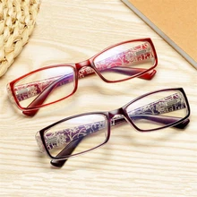 Печать дужки на пружине квадратные очки для чтения женщин анти-синий свет лупа очки дальнозоркость женский+ 1,0+ 1,5+ 2,0 до+ 4,0