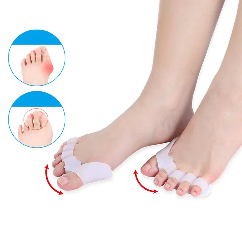 2Pcs Silicone Five Toe Correction Bunion Corrector Hallux Valgus Corrector Big Foot Bone Overlap Protector Straightener For Toes