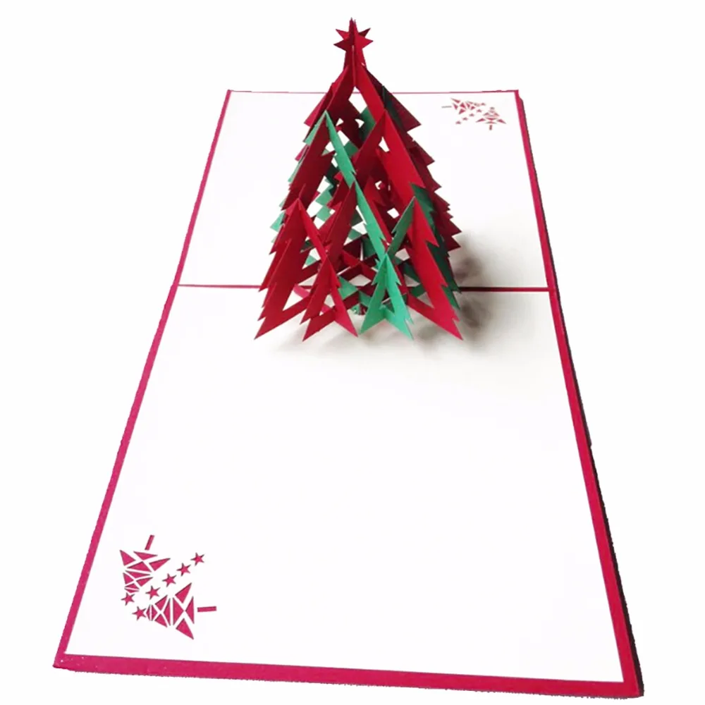  Christmas 3D Happy Tree Christmas Cards Greeting Handmade Paper Card Personalized Keepsakes Postcar - 4000235857206