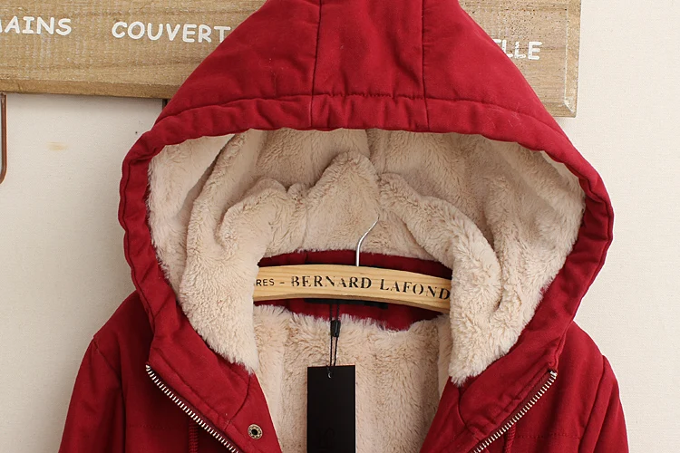 Autumn And Winter New Style Korean-style Cotton Coat Solid Color Berber Fleece Warm Drawstring Waist Hugging Hooded Mid-length C