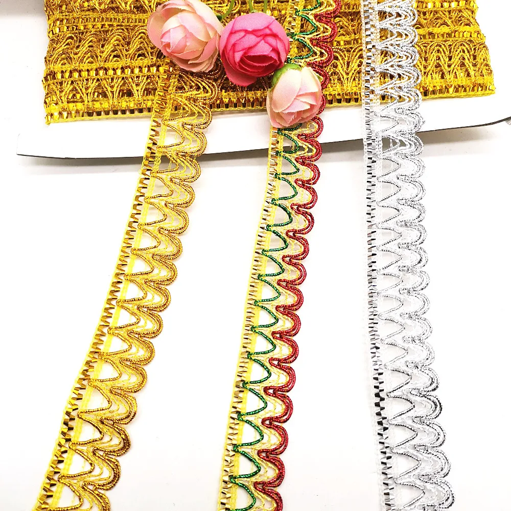 12 ярдов золотые плетеные кружевные ленты аппликация вязаные крючком триммы