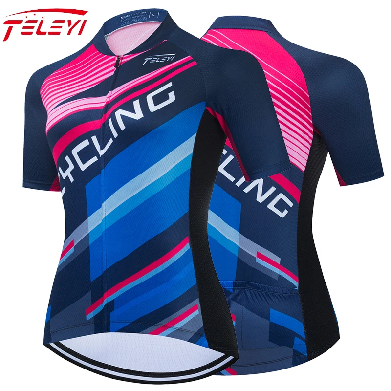 TELEYI 2021 летняя велосипедная Джерси женские командные велосипедные топы с коротким рукавом одежда для