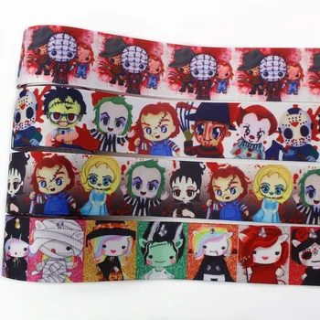 

I-19906-2065,1-1/2‘’ 38mm,10 yards Halloween doll Thermal transfer Printed grosgrain Ribbons,bow cap accessories and decorations