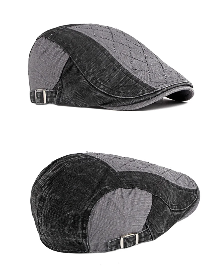 Wuaumx British Retro Spring Summer Berets Hat Men Visor Casual Newsboy Cap Washed Cotton Duckbill Hat Men's Berets casquette male beret