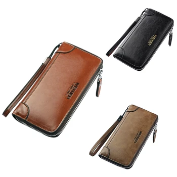 

WEIXIER Brand Men's Wallet Pu Leather Long Zipper Business Large Capacity High Quality Card Bag Clutch