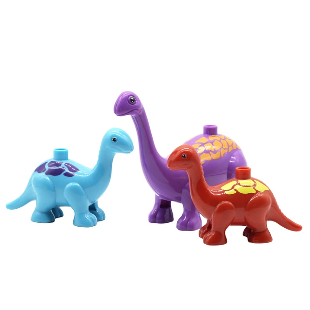 Zoo Animals Series Set Big Size Building Blocks Assemble Accessories Cute Birds Beasts Elephant Tiger Bricks Education Toys Kids Three Brachiosaurus