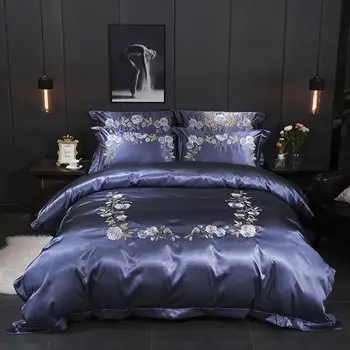 

Svetanya Silkly Cotton Bedding Set Embroidery Linens (Sheet Pillowcase Comforter Cover) Queen King Double Full Size
