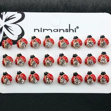 Партия, 12 пар, новые серьги-гвоздики из сплава, с капельным кристаллом, женские милые серьги-гвоздики для маленьких девочек, жуки, насекомые, детские подарки, CED08