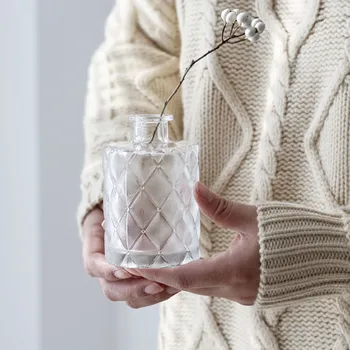 

Transparent Glass Aroma Vase Simple No Fire Aromatherapy Storage Jar Scandinavian Dried Flower Vase Table Decor Floral Bottle