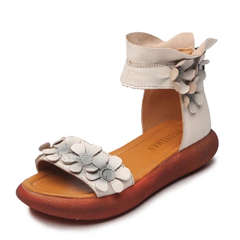 

2019 spring and autumn new thick-soled literary female sandals national wind handmade muffin bottom flower sandals