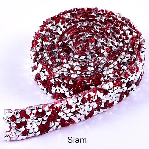 Siam 1 ярд 1 см-3 см Горячая фиксация Стразы для обрезки красочные полимерные сетки Горячая фиксация Стразы Кристалл окантовка аппликация для свадебного платья B1130 - Цвет: Siam