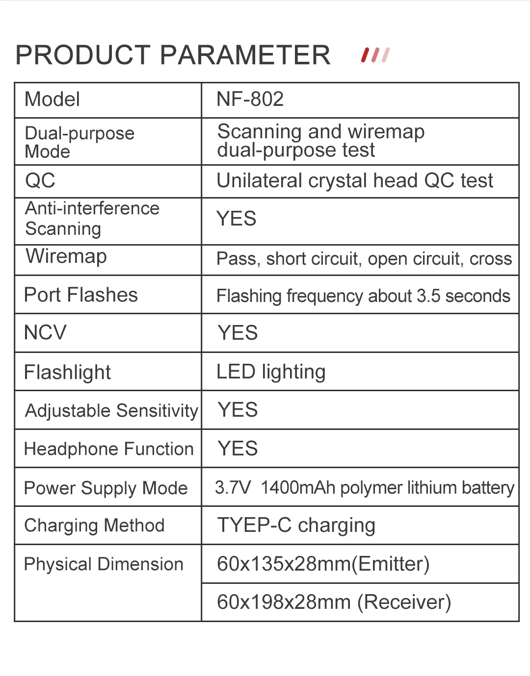 NOYAFA NF-802 Multi-function Cable Tester And Tracker RJ11 RJ45 Cat5 Cat6 LAN Ethernet Phone Wire Finder Poe Test ethernet tracer