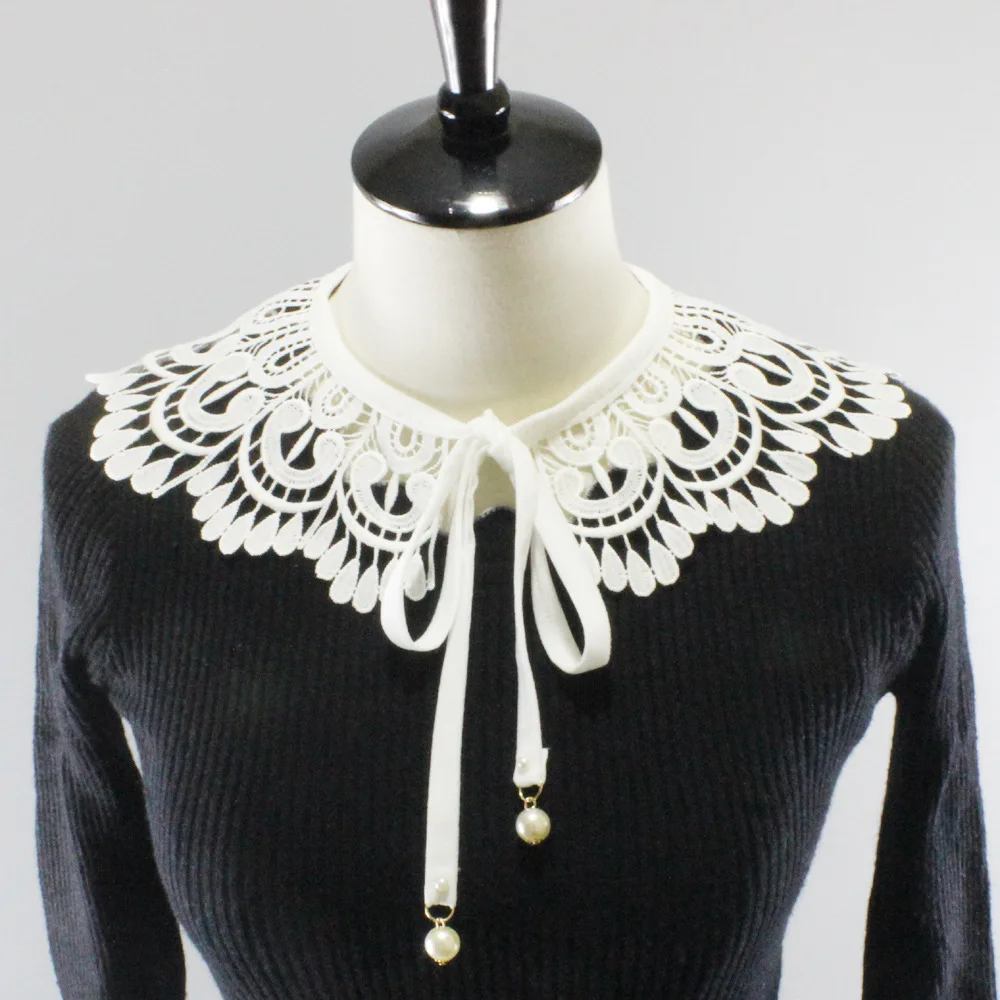 

New White Hollow Fake Collars for Women Detachable Collar Necklace Choker False Collars for Half Shirt Dress Neck Ruff Shawl