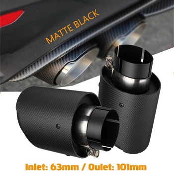 

2PCS 6m-101mm Universal Car Rear Pipe Exhaust Pipe Carbon Fiber Stainless Steel Muffler Pipe (Matte Black)