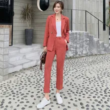 *#Best Price Fashion Slim Women's Suits Office Pants Set 2019 new autumn retro full sleeve jacket suit female Casual trousers suit Two-piece *#Best Price Fashion Slim Women's Suits Office Pants Set 2019 new autumn retro full sleeve jacket suit female Casual trousers suit Two-piece