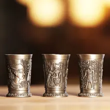 Licor de vidrio del antiguo Egipto, Faraón, Cleopatra, rames-rah, camafeo 3D, bronce, cobre, vaso de cóctel, licor, copa de vino, Tass Cappie
