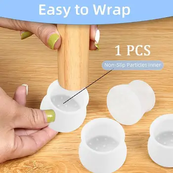 

4pcs/set Silicone Round Table And Chair Leg Cover Table Feet Protector Non-slip Table Protector Foot Floor Chair Cover Chai N1M7