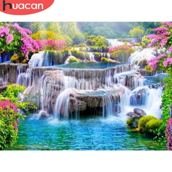 

HUACAN 5D DIY Diamond Embroidery Waterfall Full Square/Round Diamond Painting Cross Stitch Landscape Home Decoration